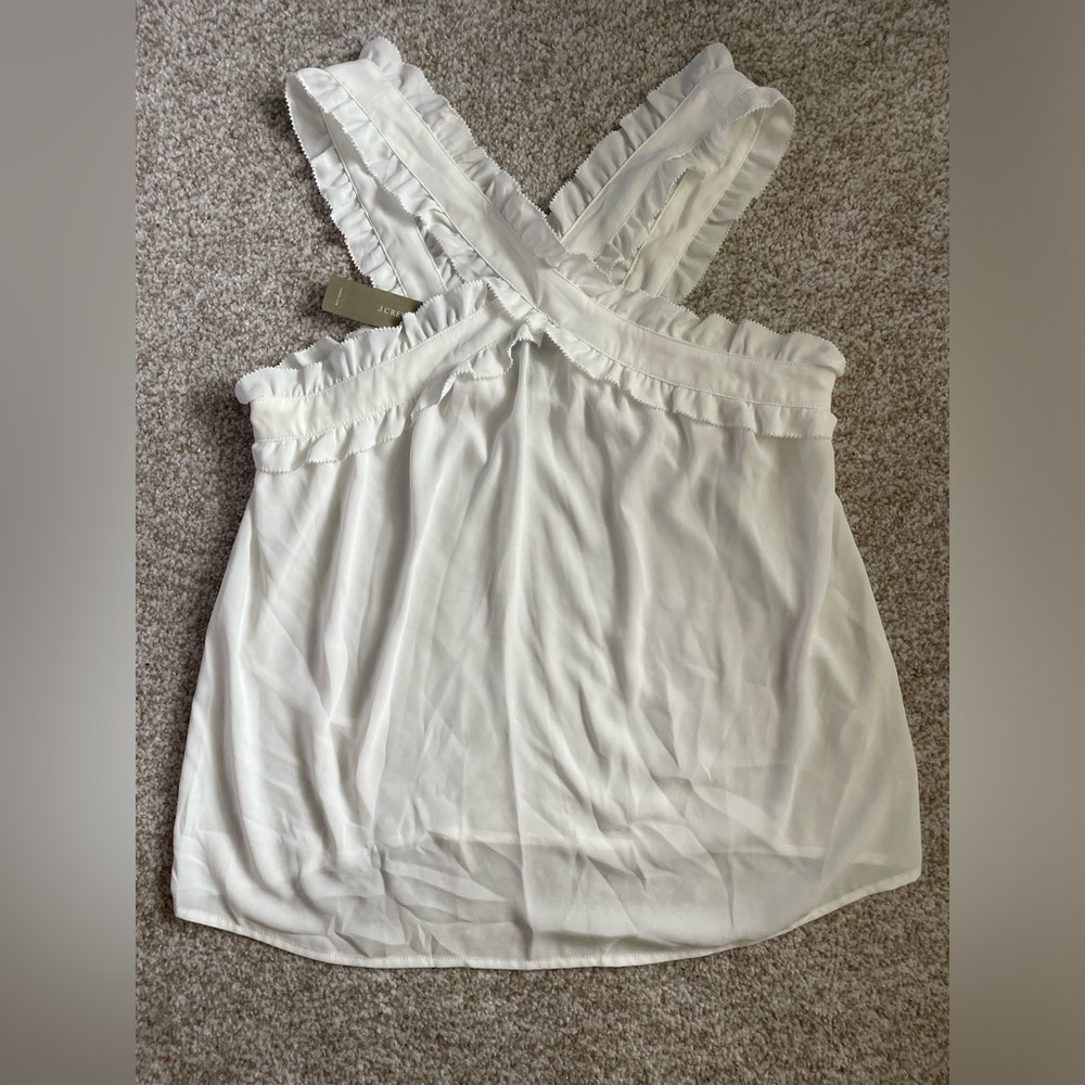Gorgeous J Crew ruffle top Size 0 NWT